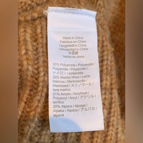 J Crew wool & alpaca blend turtleneck poncho in a camel knit. Size M/L. - Picture 6 of 6